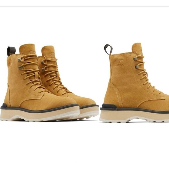 Sorel Hi-Line platform combat boots leather in geo yellow size 8 NWB - Picture 8 of 8